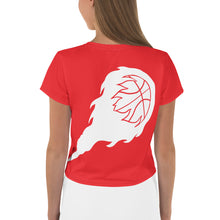 Load image into Gallery viewer, Red/White Logo Crop Tee