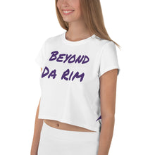 Load image into Gallery viewer, White/Purple Logo Crop Tee