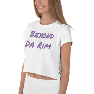 White/Lavender Logo Crop Tee