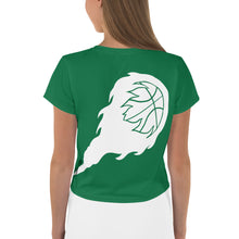 Load image into Gallery viewer, Green/White Logo Crop Tee