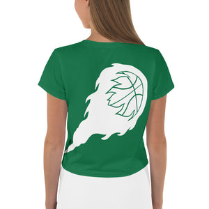 Green/White Logo Crop Tee