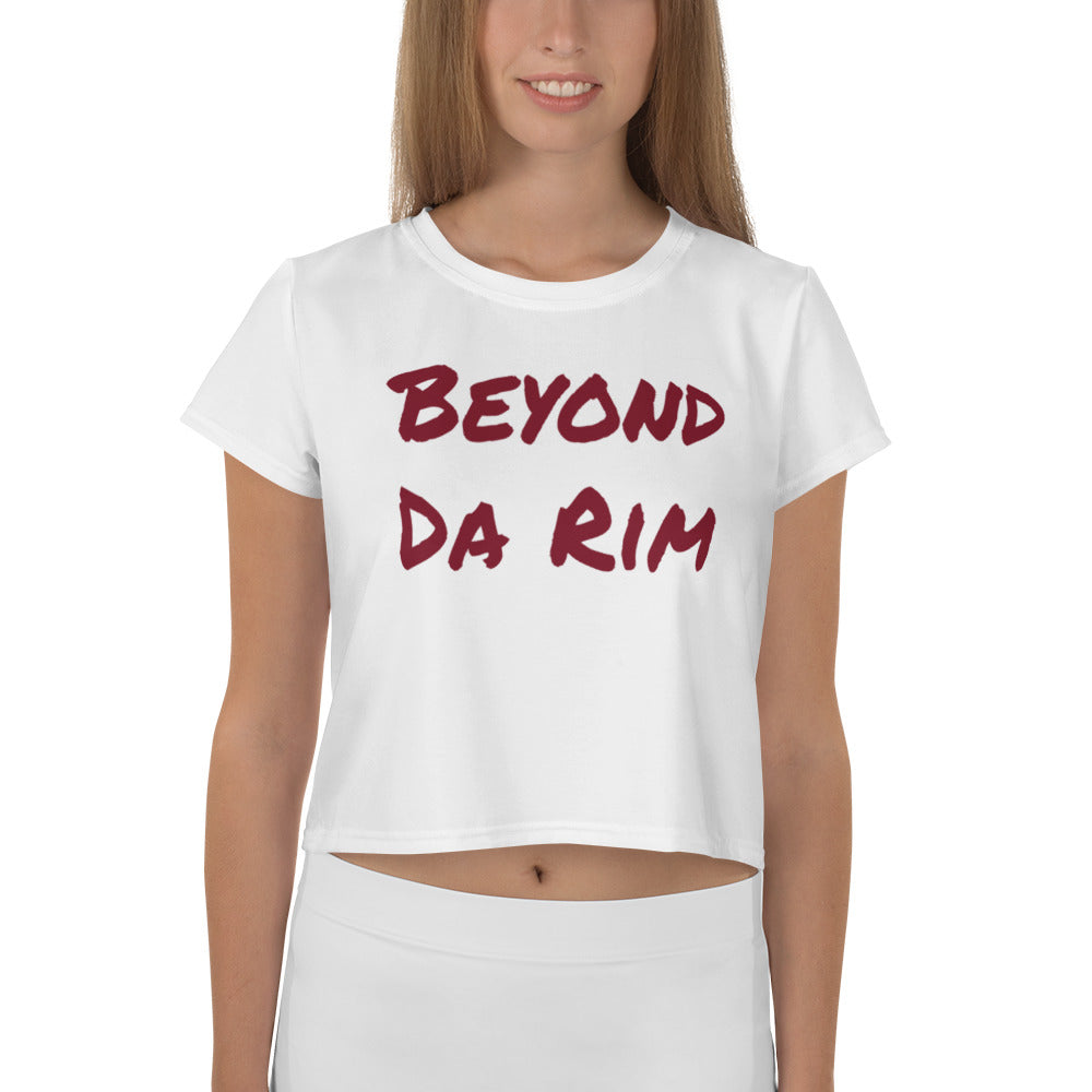 White/Maroon Logo Crop Tee