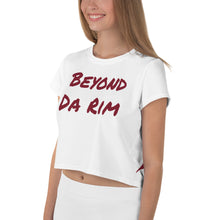 Load image into Gallery viewer, White/Maroon Logo Crop Tee