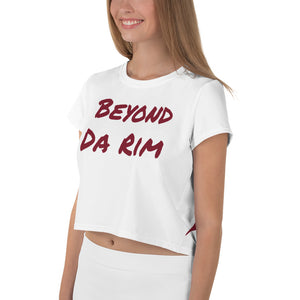 White/Maroon Logo Crop Tee